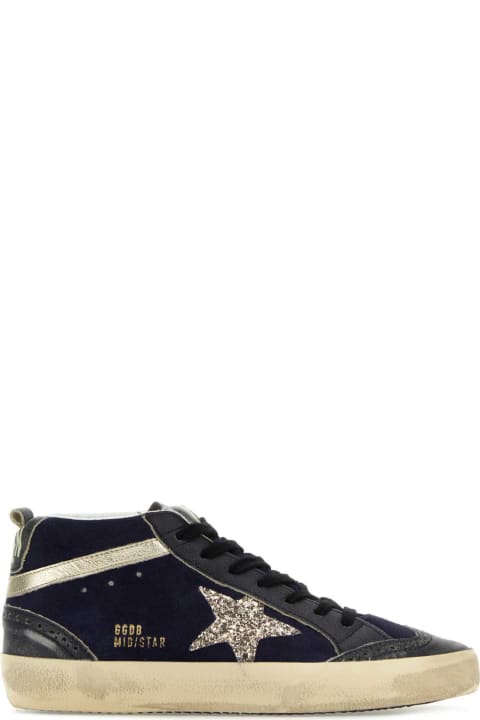 Golden Goose Shoes for Women Golden Goose Midnight Blue Suede And Leather Mid Star Sneakers