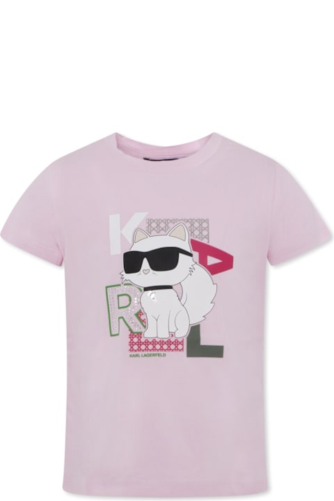 Karl Lagerfeld Kids for Men Karl Lagerfeld Kids Pink T-shirt For Girl With Choupette