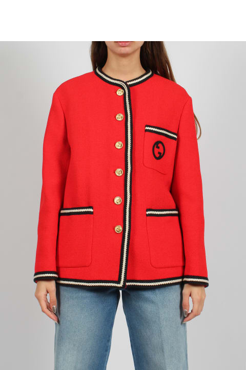 Gucci Coats & Jackets for Women Gucci Round Interlocking G Tweed Jacket