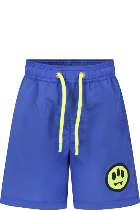 Barrow Swimwear for Boys Barrow Light Blue Swim Shorts For Boy With Smiley