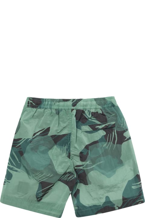 Stone Island Junior Bottoms for Boys Stone Island Junior Grey Shorts With Camo Print In Polyamide Boy