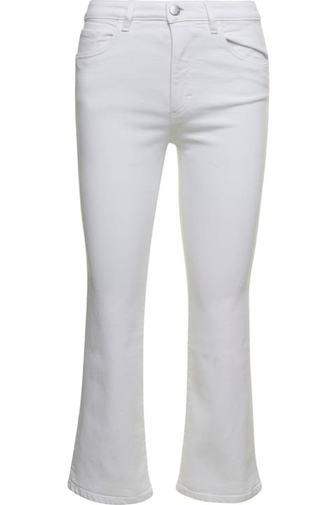 'pam' White Five-pockets Flared Jeans In Cotton Blend Denim Woman
