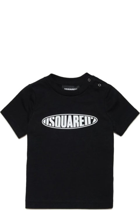Topwear for Baby Girls Dsquared2 Black T-shirt With Dsquared2 Print