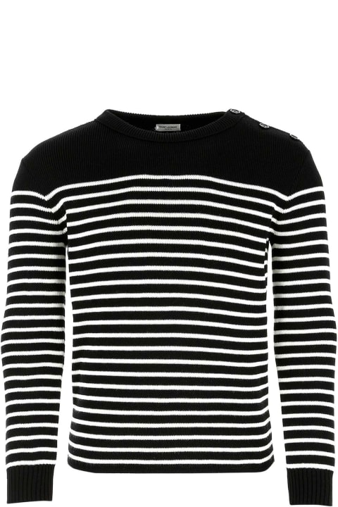 Saint Laurent Sweaters for Men Saint Laurent Embroidered Cotton Blend Sweater