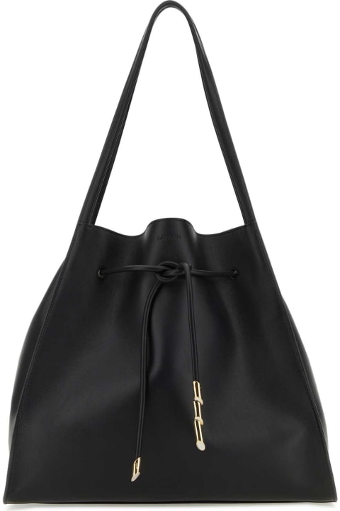 Lanvin for Women Lanvin Black Leather Sequence Shopping Bag