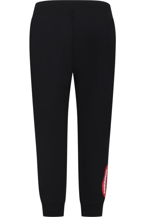 Bottoms for Boys Dsquared2 Black Trousers For Boy With Logo
