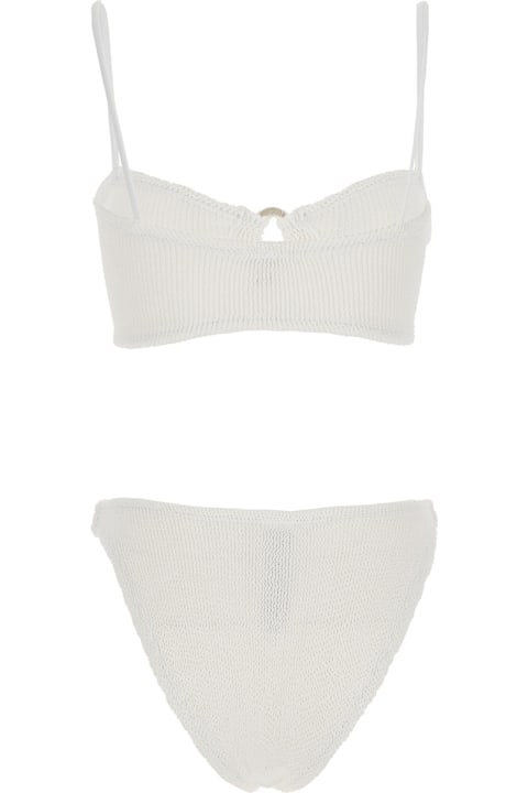 Homeware Hunza G 'misty' White Bikini With Fixed Spaghetti Straps And Cut-out With Ring In Tech Fabric Stretch Woman
