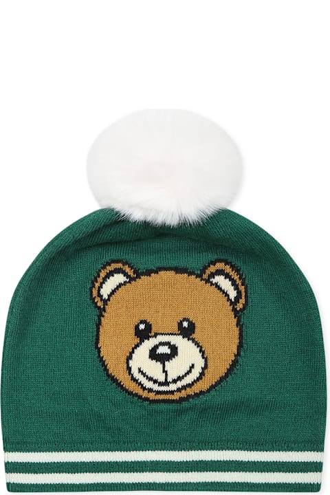 ベビーガールズのセール Moschino Green Hat For Babykids With Teddy Bear