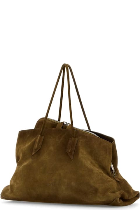 The Attico Totes for Women The Attico Khaki Suede Large La Passeggiata Shopping Bag