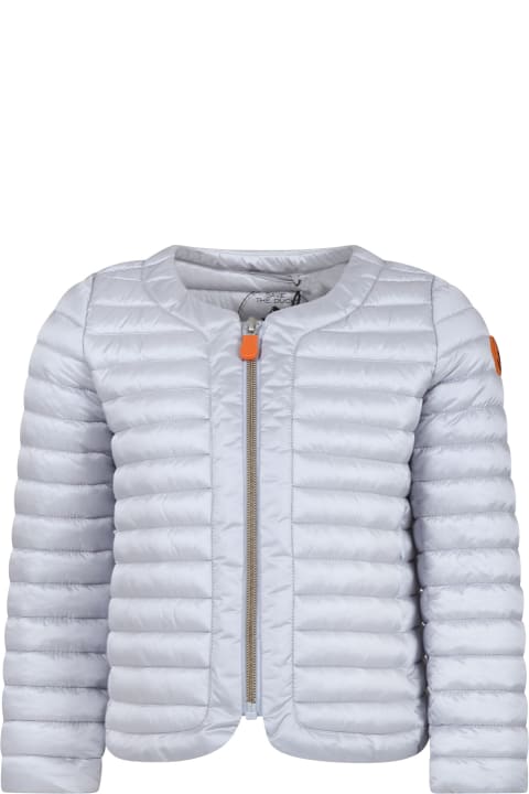 Save the Duck for Kids Save the Duck Grey Vela Down Jacket For Girl With Iconic Logo