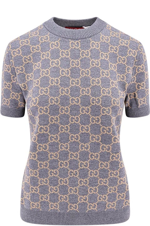 Gucci Sweaters for Women Gucci Monogrammed Intarsia Short-sleeve Sweater