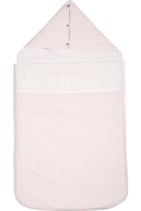White Sleeping Bag For Baby Girl With Logo