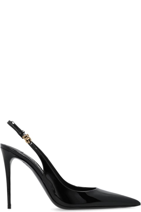 High-Heeled Shoes for Women Dolce & Gabbana Dg Logo Plaque Pointed Toe Slingbacks