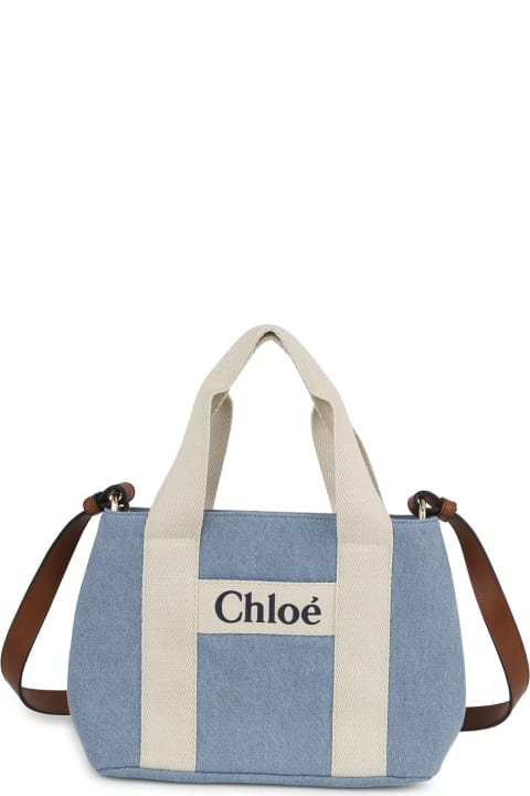 Accessories & Gifts for Baby Girls Chloé Denim Blue Nursery Bag With Logo