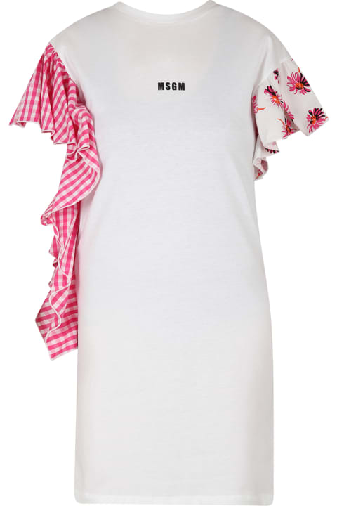 MSGM Dresses for Women MSGM White Dress For Girl With Logo