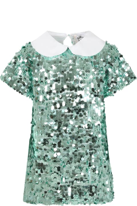 Douuod for Kids Douuod Green Dress For Girl With Sequins