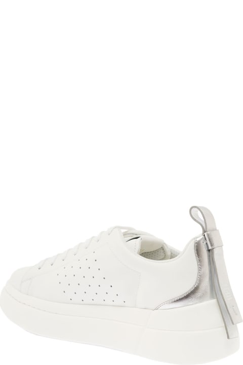 Red V Woman's Bowalk  White Leather Bicolor Sneakers