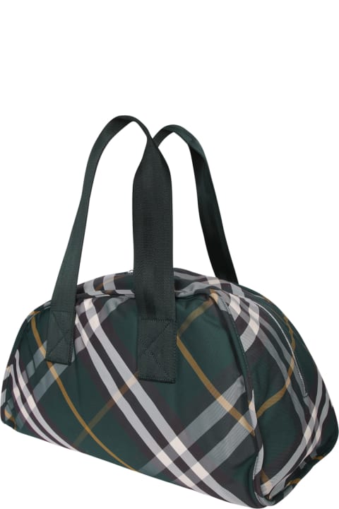 Luggage for Men Burberry Shield Duffle Check Green Bag