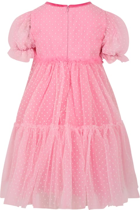ガールズ ワンピース＆ドレス Monnalisa Pink Dress For Girl With Polka Dots