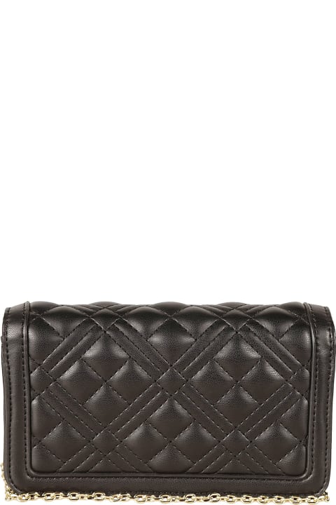 Love Moschino Clutches for Women Love Moschino Logo Plaque Quilted Shoulder Bag