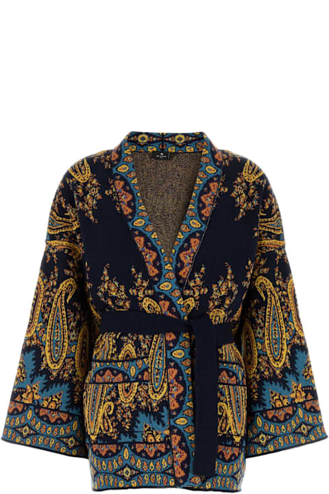 Etro سترات صوف وبدل رياضية لـ السيدات Etro Embroidered Cotton Blend Cardigan