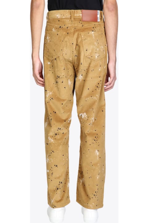 5 Pocket Jeans With A Deep Rise And A Straight Leg Beige corduroy pant with painting spots - Gene
