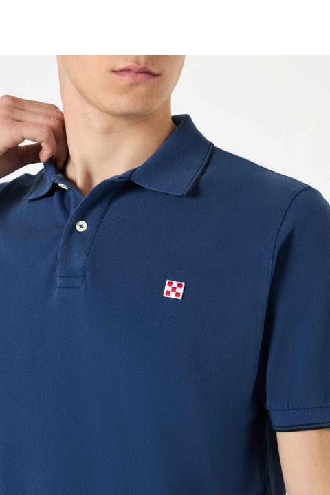 آخر صيحات الموضة من السيدات MC2 Saint Barth Blue Denim Piquet Polo With St. Barth Logo