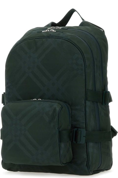 Burberry Backpacks for Men Burberry Bottle Green Nylon Blend Check Backpack