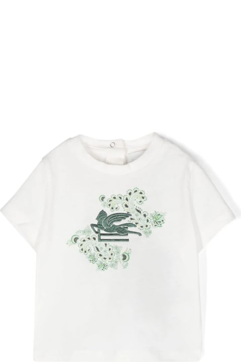 ベビーガールズ EtroのTシャツ＆ポロシャツ Etro White T-shirt With Green Pegasus Motif