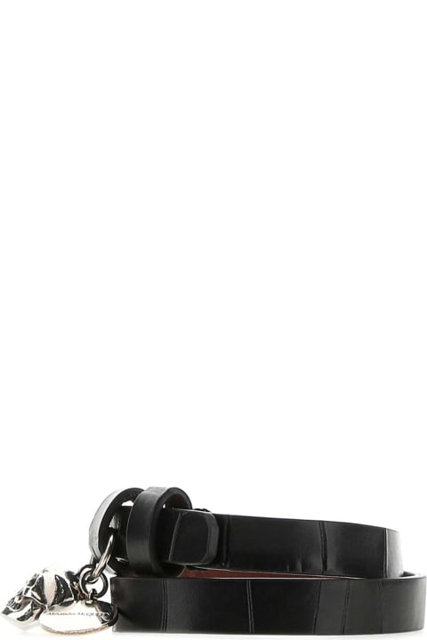 Bracelets for Men Alexander McQueen Black Leather Bracelet
