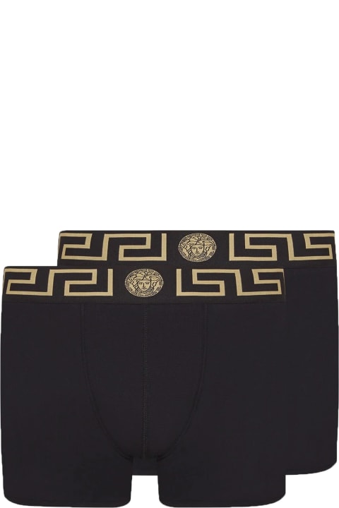 メンズ Versaceのアンダーウェア Versace Pack Of Two Boxer Shorts With Greek Motif