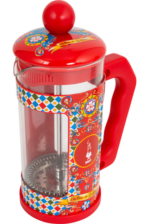 Dolce & Gabbana Tableware Dolce & Gabbana 'frenchpress 0,35lt' Multicolor Moka With Carretto Siciliano Motif In Steel Home