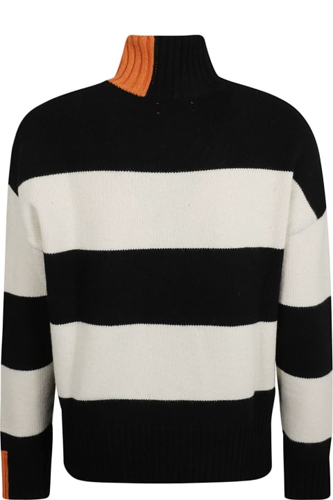 Stripe Pattern Turtleneck Pullover