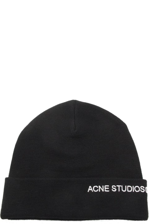 Acne Studios for Women Acne Studios Logo Embroidered Ribbed Beanie