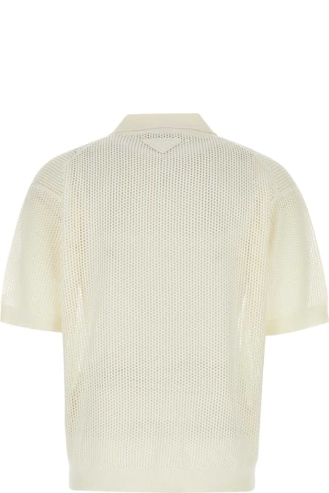 Prada Clothing for Men Prada Ivory Silk Blend Polo Shirt