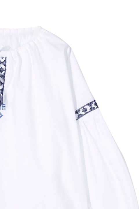 Topwear for Girls Il Gufo White/blue M/long Shirt