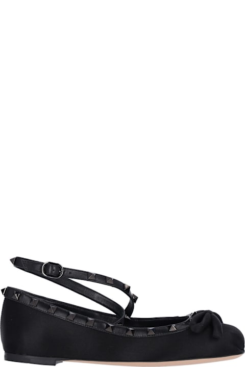 Flat Shoes for Women Valentino Garavani "rockstud" Satin Ballet Flats