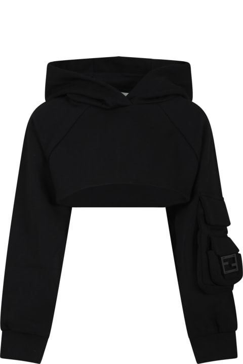Fendi for Girls Fendi Black Sweatshirt For Girl With Baguette