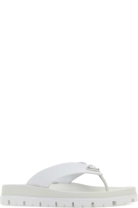 Prada White Rubber Thong Slippers
