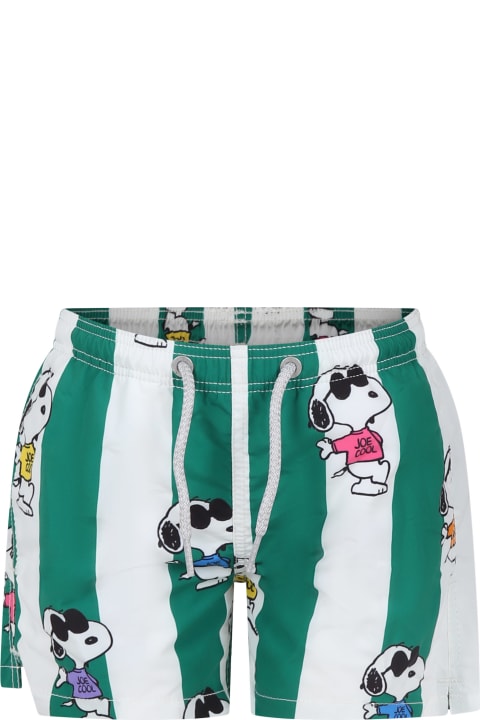 MC2 Saint Barth Swimwear for Boys MC2 Saint Barth Green Swim Shorts For Boy With Snoopy Print