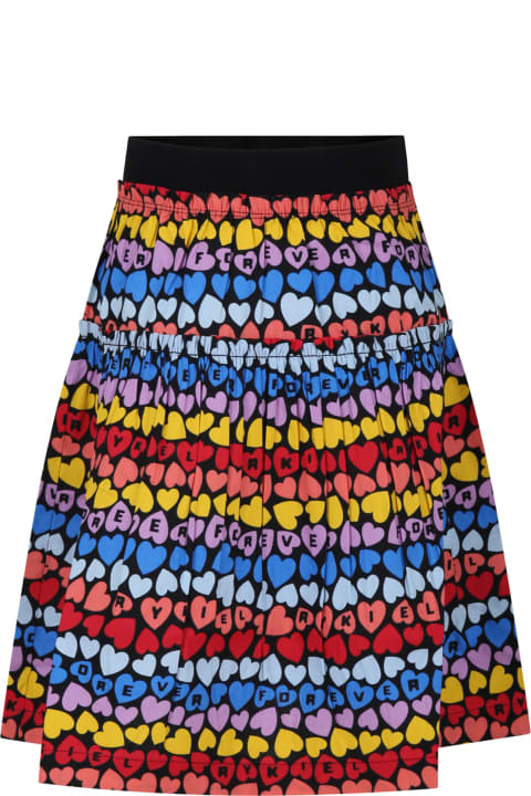 Rykiel Enfant Bottoms for Girls Rykiel Enfant Multicolor Skirt For Girl With All-over Hearts