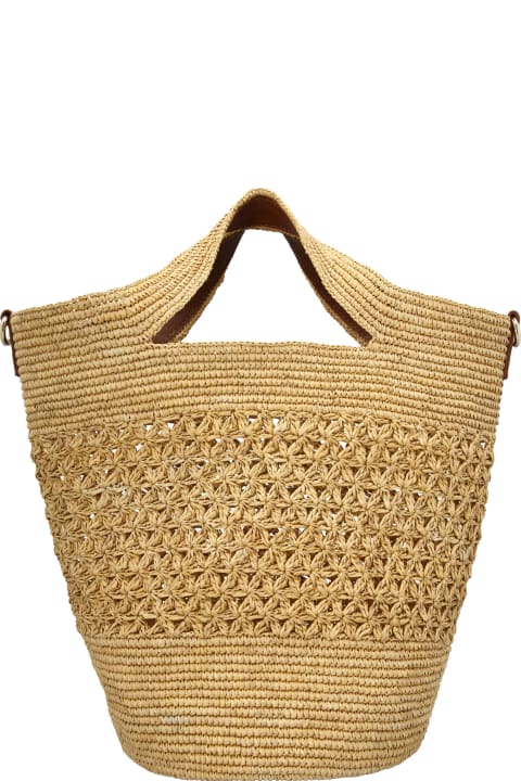 Straw Leather Shopping Bag