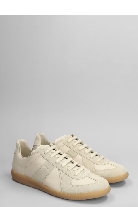 Maison Margiela Shoes for Men Maison Margiela Replica Sneakers In Beige Suede And Leather