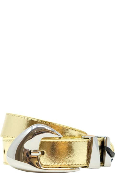 BY FAR Belts for Women BY FAR By Far Gold Leather Moore Metallic Belt