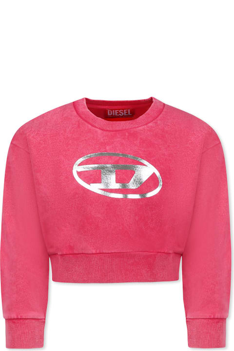 Homeware Diesel Fuchsia Crop Sweatshirt For Girl With Logo