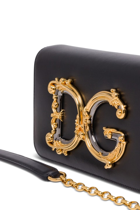 Dolce & Gabbana Woman's Dg Barocco  Black Leather  Crossbody Bag