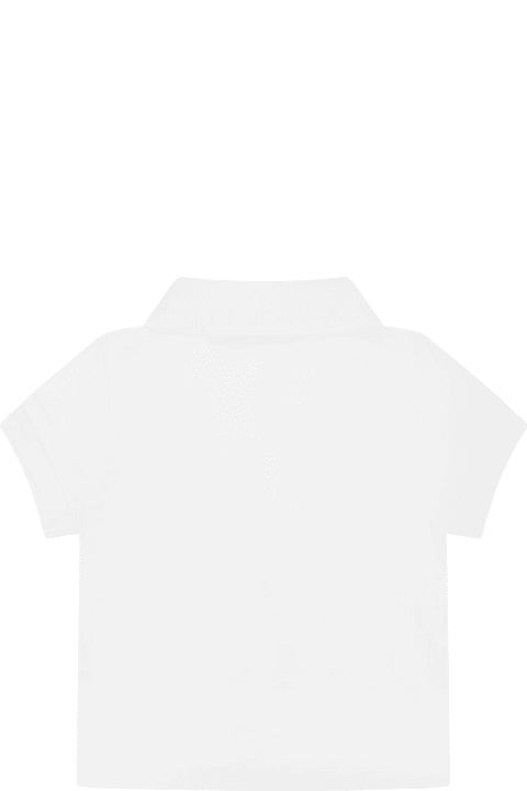 Moschino Topwear for Baby Boys Moschino White Polo Shirt For Baby Boy With Teddy Bear And Logo