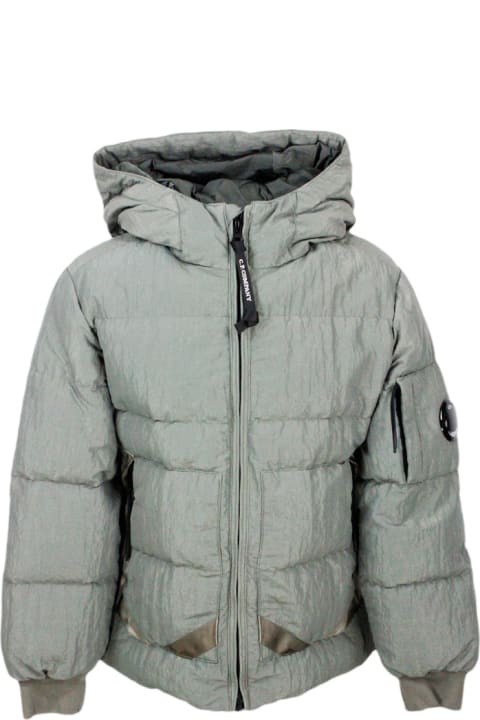 C.P. Company Topwear for Boys C.P. Company Down Jacket In Real Goose Down In Saint-peter Fabric In Wrinkled Effect Garment Dyed. Full Zip Closure, Integrated Hood And Front Pockets