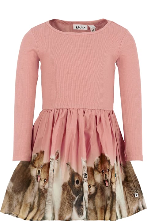 أدوات منزلية Molo Pink Dress For Girl With Animal Print