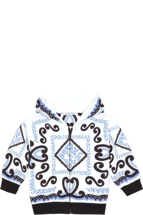 ベビーボーイズ Dolce & Gabbanaのトップス Dolce & Gabbana Marina Print Jersey Zip-up Hoodie